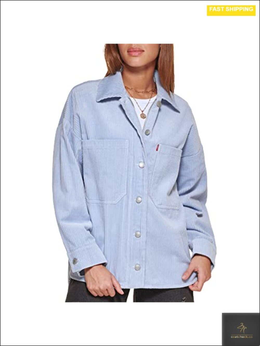 Relaxed Fit Corduroy Shirt Jacket with Pockets